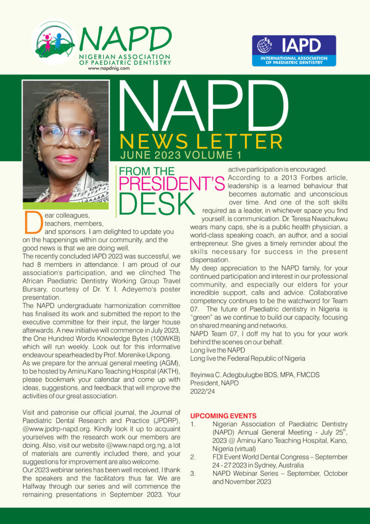 NAPD NEWS LETTER  JUNE 2023 VOLUME  1